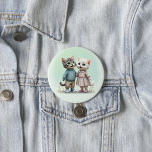 Macaron Rond 7,6 Cm Épinglette Tom & Luna Button, Épingle de couple de