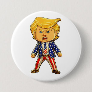 Macaron Rond 7,6 Cm Épinglette Trump heureuse MAGA Drapeau américain M