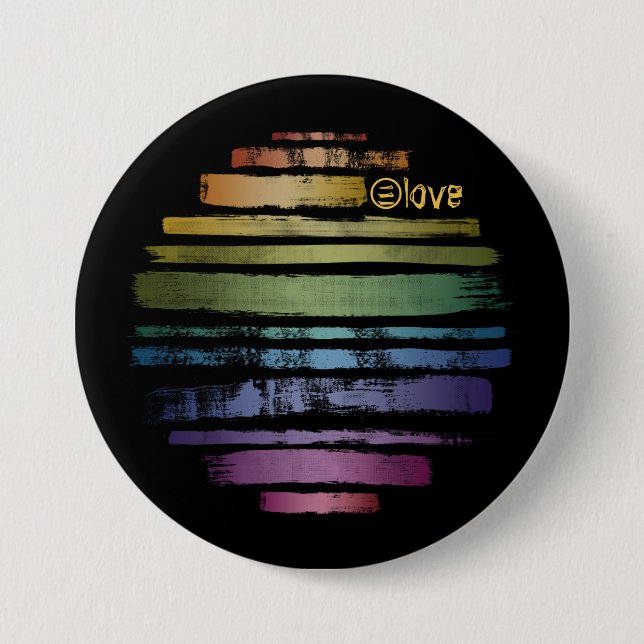 Macaron Rond 7,6 Cm Equality Love Rainbow Brush Strokes LGBTQ ID656 (Devant)