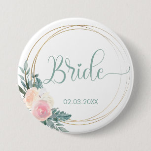 Macaron Rond 7,6 Cm ÉQUIPE BRIDE ! Blumen Kranz Bouton