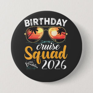 Macaron Rond 7,6 Cm Équipe de croisière d'anniversaire 2026 Vacances e