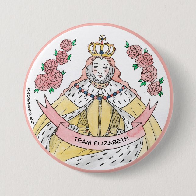 Macaron Rond 7,6 Cm Équipe Elizabeth (Devant)