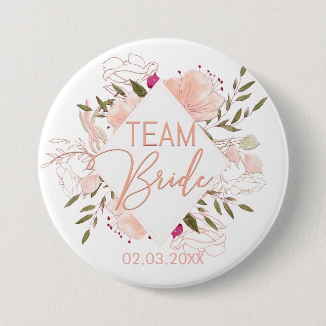 MACARON ROND 7,6 CM ÉQUIPE FLORALE BRIDE (Devant)