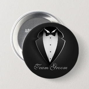 Macaron Rond 7,6 Cm Équipe Groom Smoking Élégant