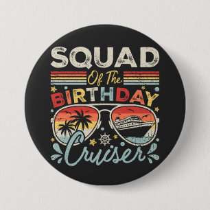 Macaron Rond 7,6 Cm Escouade de vacances de croisière d'anniversaire