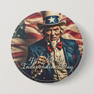 Macaron Rond 7,6 Cm Esprit de liberté en rouge, blanc et bleu