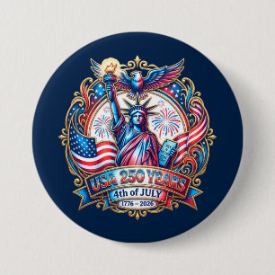 Macaron Rond 7,6 Cm États-Unis 250 ans 4 juillet 1776-2026