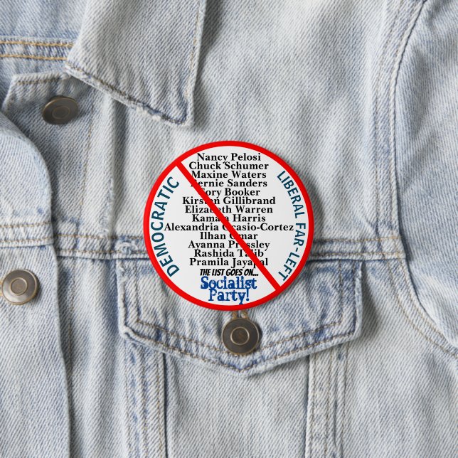 Macaron Rond 7,6 Cm États-Unis d'extrême gauche démocratique (En situation)