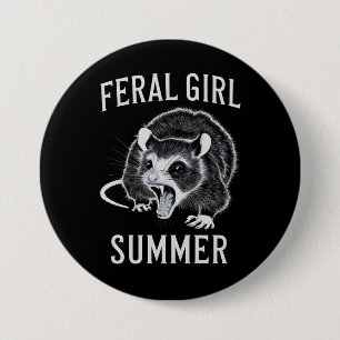 Macaron Rond 7,6 Cm Été de fille sauvage Opossum Vintage