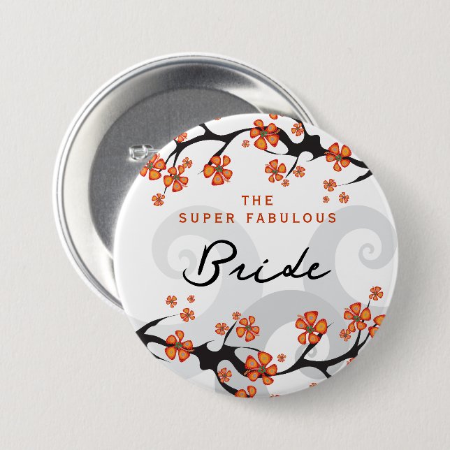 Macaron Rond 7,6 Cm Étiquette BRIDE Fleurs tropicales Swirl Chic Maria (Devant & derrière)