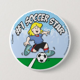 Macaron Rond 7,6 Cm Étoile de football fille