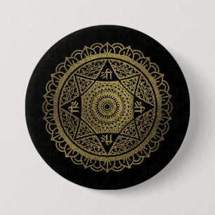 Macaron Rond 7,6 Cm Étoile d'or de Lakshmi - Ashthalakshmi Sri