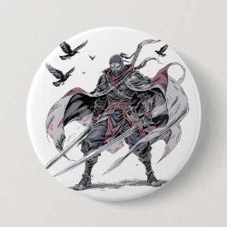 Macaron Rond 7,6 Cm Étui de téléphone Ninja cramoisi
