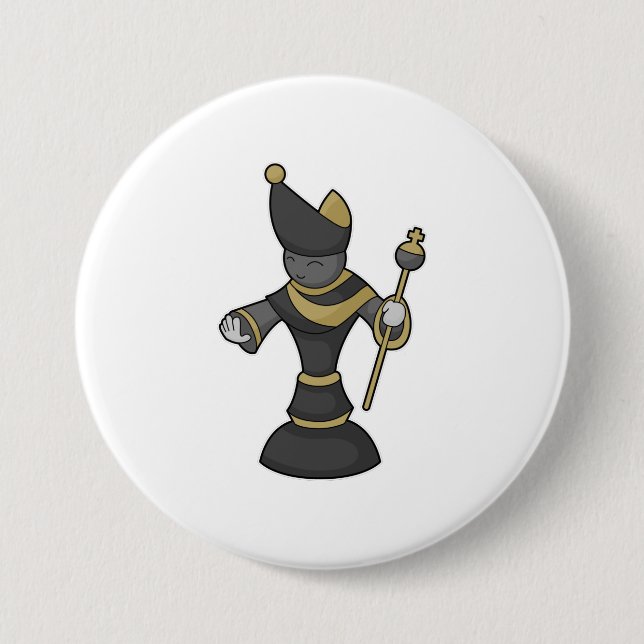 Macaron Rond 7,6 Cm Évêque Échecs Équipe Échecs (Devant)