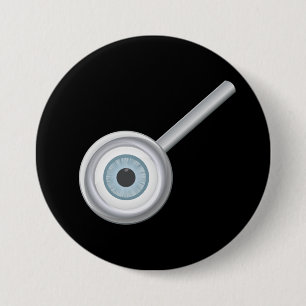 Macaron Rond 7,6 Cm Eyeball In Magnifying Glass Button