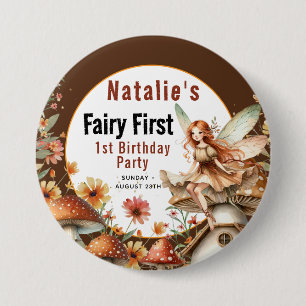 Macaron Rond 7,6 Cm Fairy Premier thème Fille 1er anniversaire fête