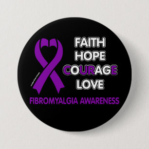 Macaron Rond 7,6 Cm Faith Hope Courage Love...Fibro