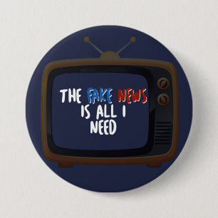 Macaron Rond 7,6 Cm Fake News Bouton Funny