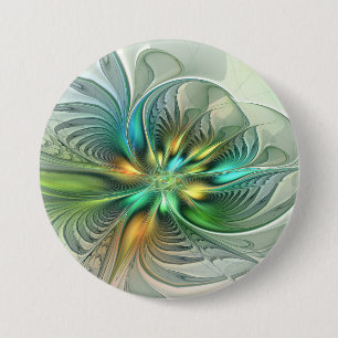 Macaron Rond 7,6 Cm Fantaisie Abstraite Moderne Fleur Fractale Colorée