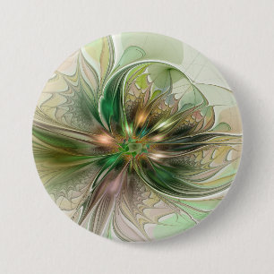 Macaron Rond 7,6 Cm Fantaisie Abstraite Moderne Fleur Fractale Colorée
