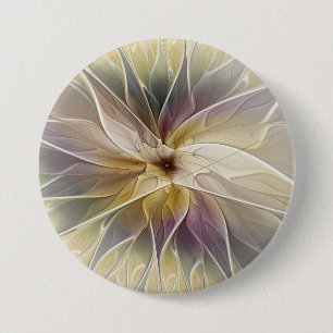 Macaron Rond 7,6 Cm Fantaisie florale or aubergine Art abstrait fracta
