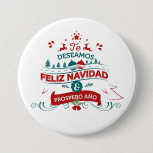 Macaron Rond 7,6 Cm Feliz Navidad Round Button