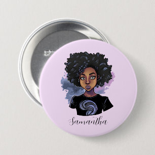 Macaron Rond 7,6 Cm Femme afro-américaine pétillante