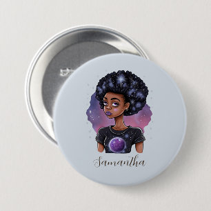 Macaron Rond 7,6 Cm Femme Afro Élégante
