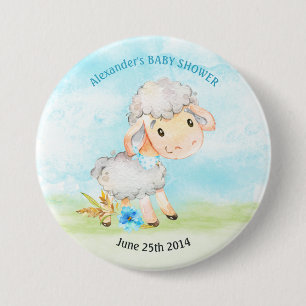 Macaron Rond 7,6 Cm Ferme de Baby shower de moutons pour garçons d'aqu