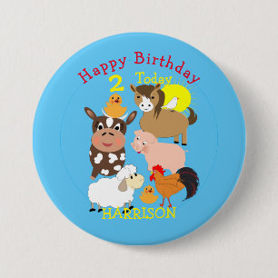 Macaron Rond 7,6 Cm Fête Anniversaire de enfant à thème des animaux de