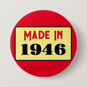 Macaron Rond 7,6 Cm fête d'anniversaire 80 ans né en 1946 80 broches