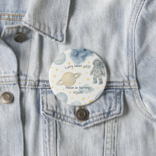 Macaron Rond 7,6 Cm Fête d'anniversaire de l'espace cosmique   Rockets