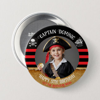 Macaron Rond 7,6 Cm Fête d'anniversaire pirate avec photo et texte per