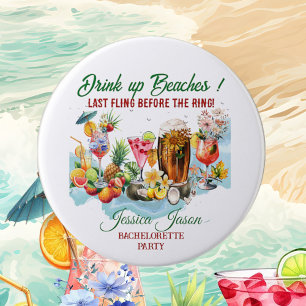 Macaron Rond 7,6 Cm Fête de Fiançailles Tropicale Plage Cocktails Frui