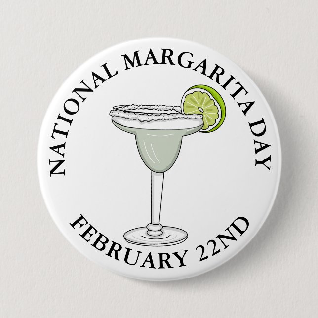 Macaron Rond 7,6 Cm Fête de la Margarita Février 22e Bouton (Devant)