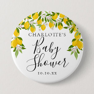 Macaron Rond 7,6 Cm Fête de Naissance Bébé Fleur de Citron