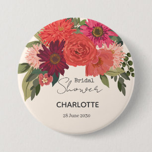 Macaron Rond 7,6 Cm Fête des mariées de bouquet floral d'automne moder
