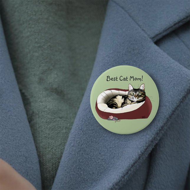 Macaron Rond 7,6 Cm Fête des mères de chat (Créateur téléchargé)