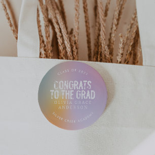 Macaron Rond 7,6 Cm Fête moderne pastel arc-en-ciel rose photo graduat