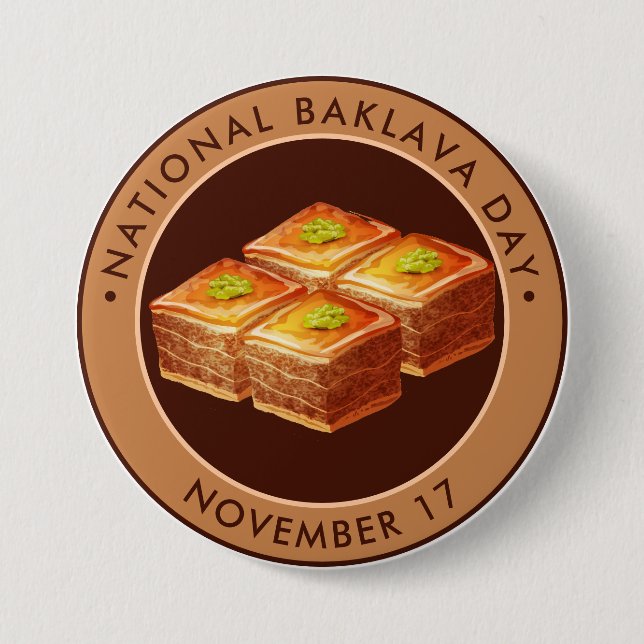 Macaron Rond 7,6 Cm Fête nationale de Baklava, illustration (Devant)