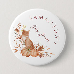 Macaron Rond 7,6 Cm Fête Prénatale de Bébé Citrouille Renard de la For