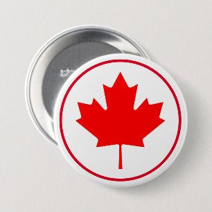Macaron Rond 7,6 Cm Feuille d'érable canadienne brillante Canada Jour 
