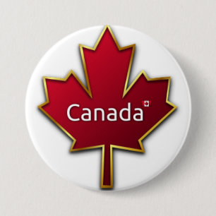 Macaron Rond 7,6 Cm Feuille d'érable du Canada