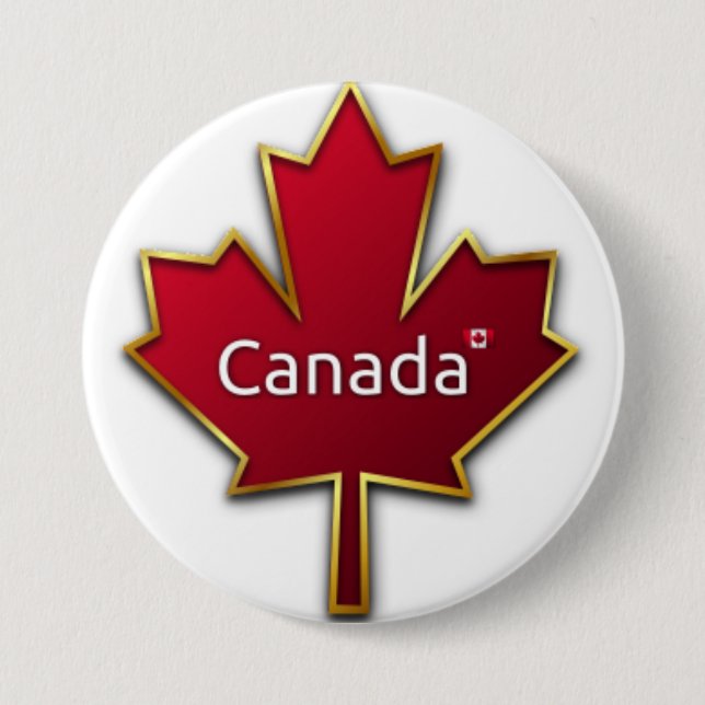 Macaron Rond 7,6 Cm Feuille d'érable du Canada (Devant)