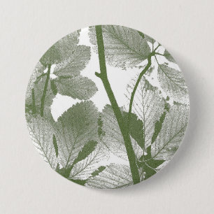 MACARON ROND 7,6 CM FEUILLES ARBRES VERTS