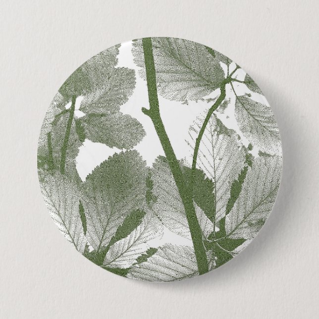 MACARON ROND 7,6 CM FEUILLES ARBRES VERTS (Devant)