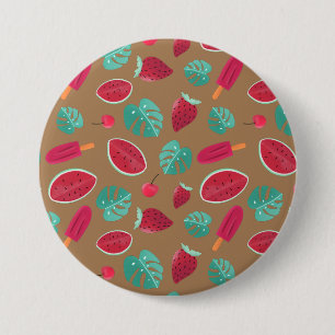 Macaron Rond 7,6 Cm Feuilles de pavot, cerise, fraise et pastèque