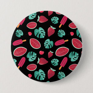 Macaron Rond 7,6 Cm Feuilles de poissonnerie, cerise, fraise et pastèq