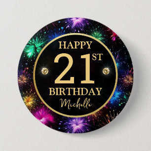 Macaron Rond 7,6 Cm Feux d'artifice arc-en-ciel élégants pour 21e anni