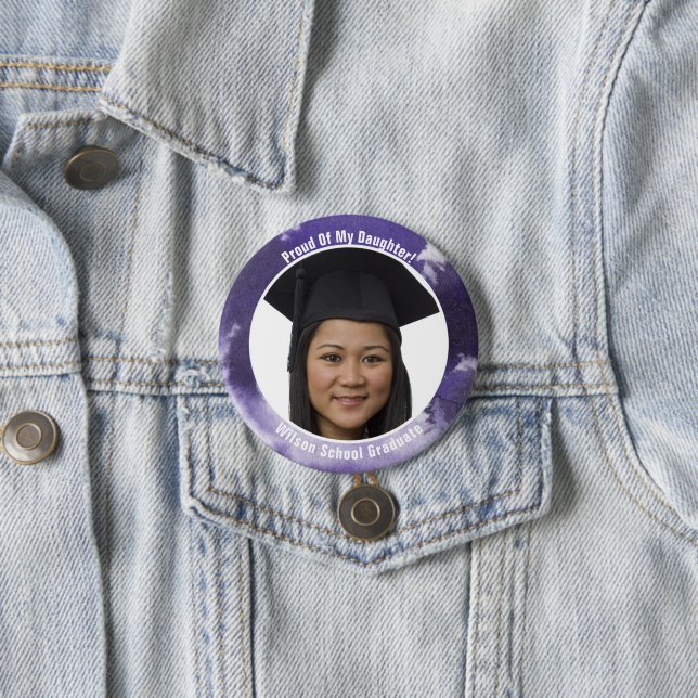 Macaron Rond 7,6 Cm Fier de votre pourpre licencié de bouton de photo (En situation)